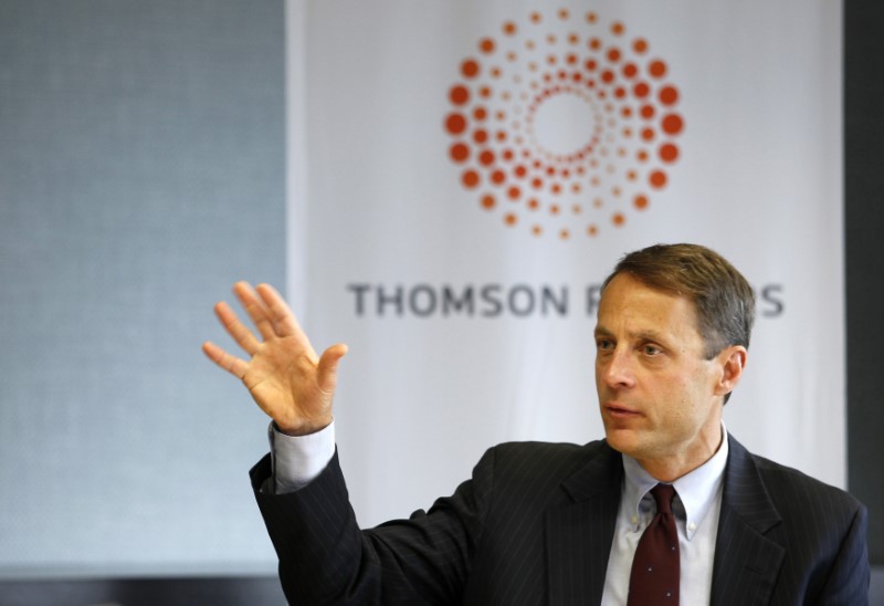 © Reuters. PayNet president and co-founder Bill Phelan speaks during the Thomson Reuters Manufacturing and Transportation Summit in Chicago