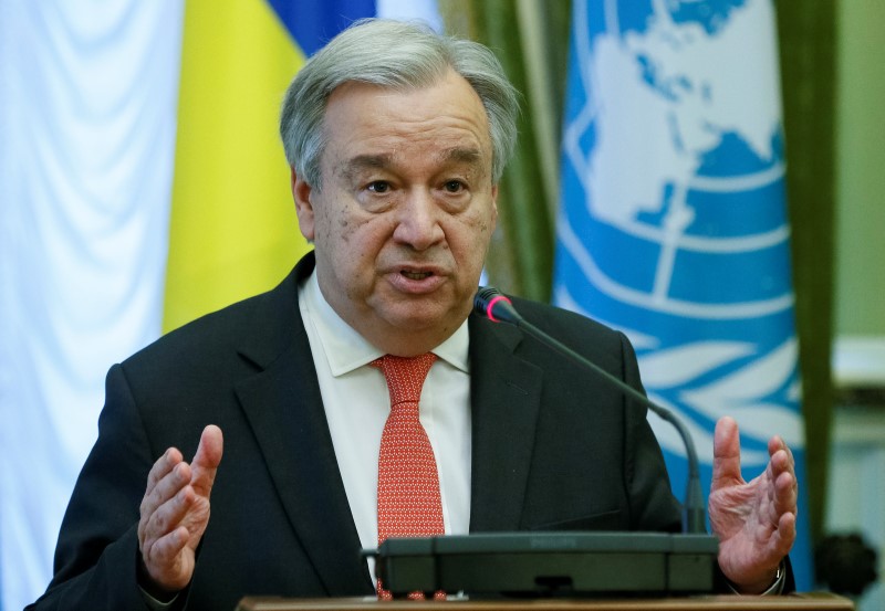 © Reuters. António Guterres faz discurso em Kiev