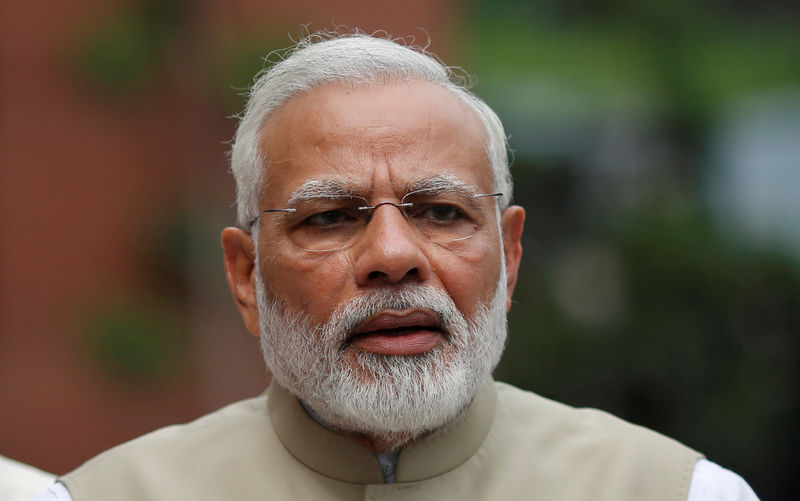 © Reuters. FILE PHOTO: India’s Prime Minister Narendra Modi arrives to cast his vote for the country's next President at the Parliament House in New Delhi