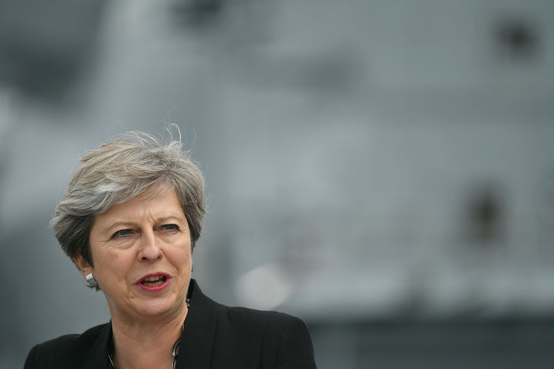 © Reuters. Primeira-ministra britânica, Theresa May, em Portsmouth, Reino Unido