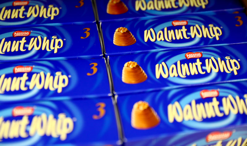 © Reuters. Boxes of Walnut Whip confectionery are displayed for sale at a store in London