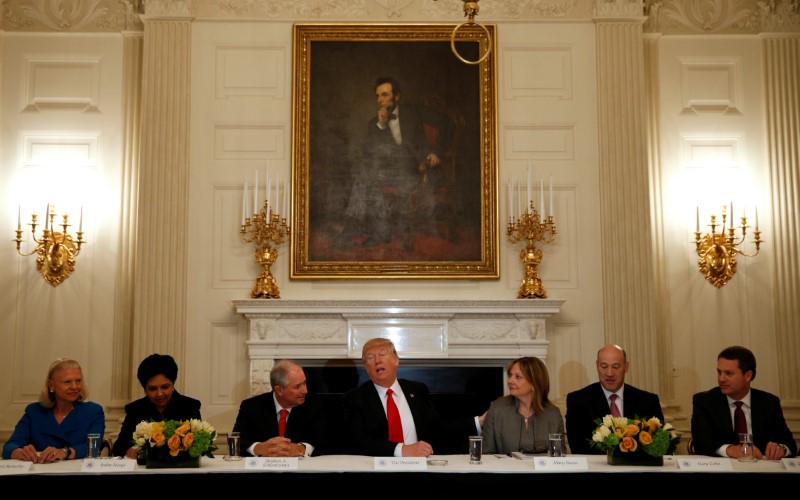 © Reuters. Trump hosts a strategy and policy forum with CEOs at the the White House in Washington