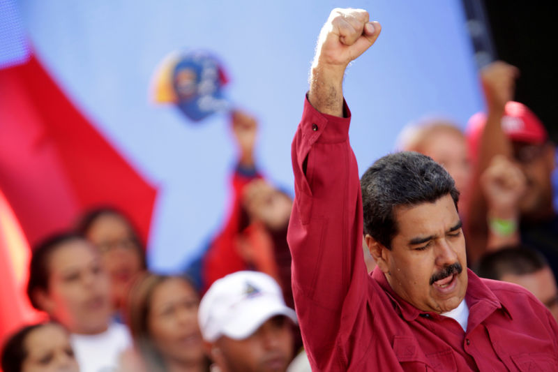 © Reuters. Presidente da Venezuela, Nicolás Maduro, durante comício em Caracas