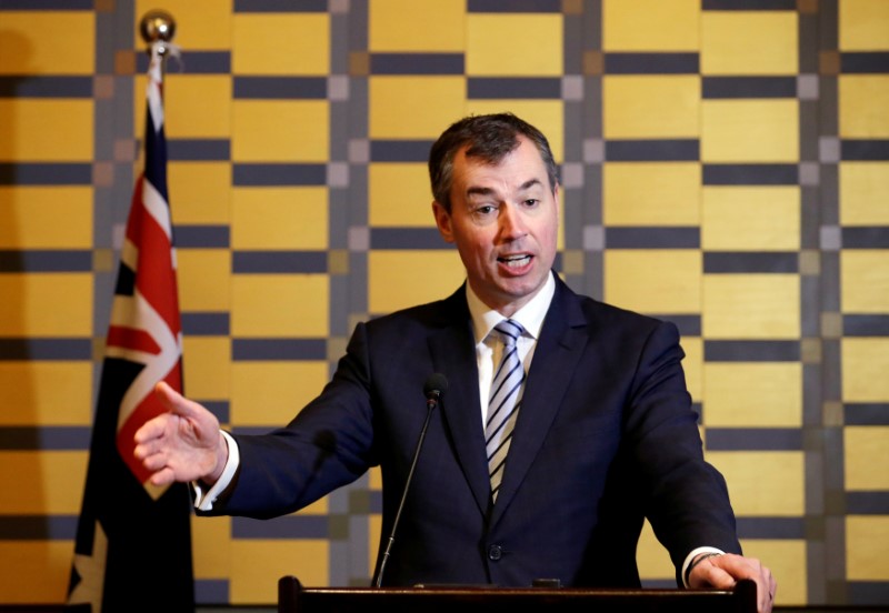 © Reuters. Australian Justice Minister Michael Keenan speaks at a news conference in Beijing
