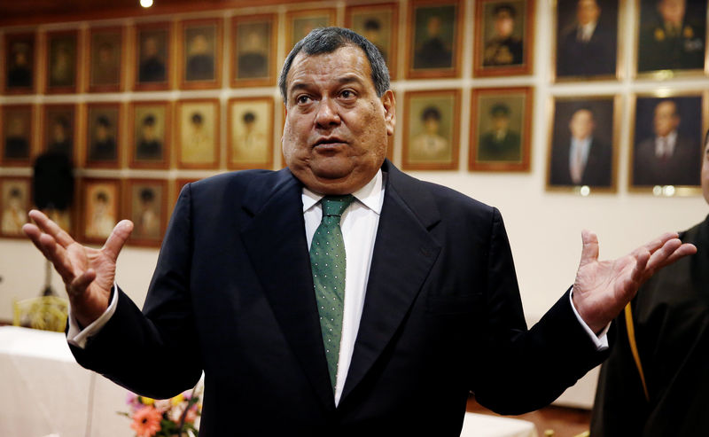 © Reuters. Peru's Defense Minister Jorge Nieto talks to the media during a news conference at the Defense Ministry in Lima