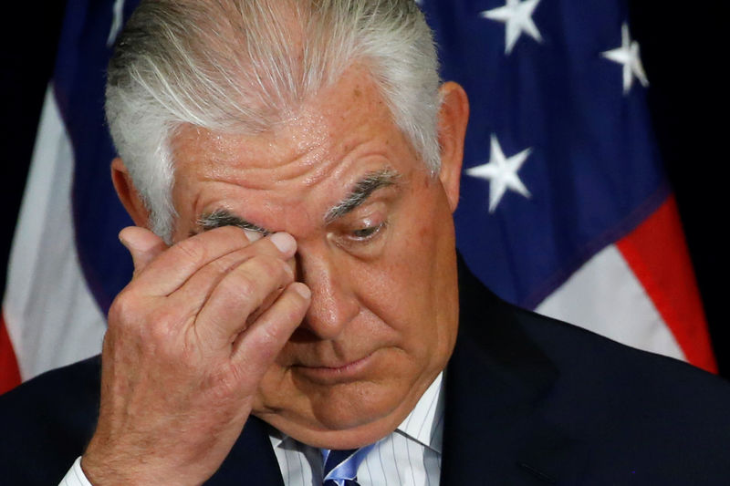 © Reuters. Secretário de Estado norte-americano, Rex Tillerson, durante coletiva de imprensa em Washington