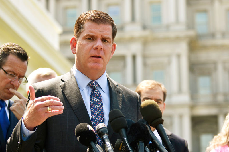 © Reuters. FILE PHOTO:    Boston Mayor Walsh speaks about gun violence prevention at the White House in Washington
