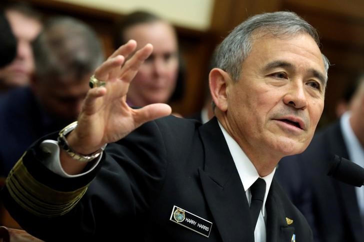 © Reuters. FILE PHOTO - Commander of the U.S. Pacific Command, Admiral Harry Harris testifies