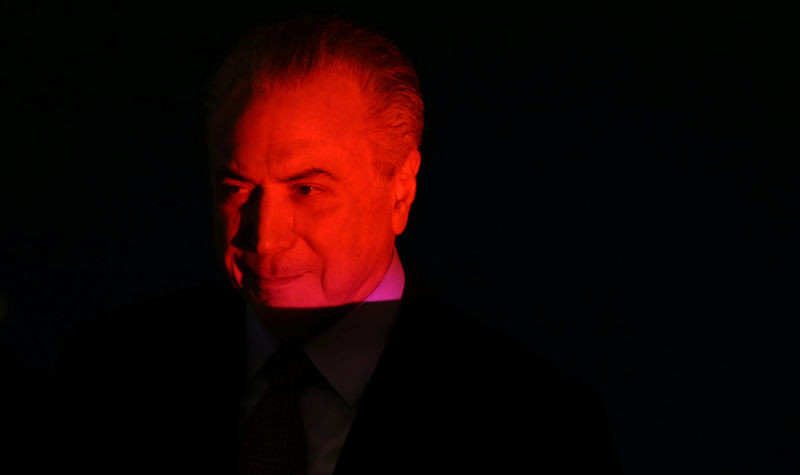 © Reuters. Brazilian President Temer talks to the audience during the Brazilian Steel Conference in Brasilia