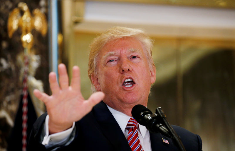 © Reuters. Presidente dos Estados Unidos, Donald Trump, durante declaração em Nova York