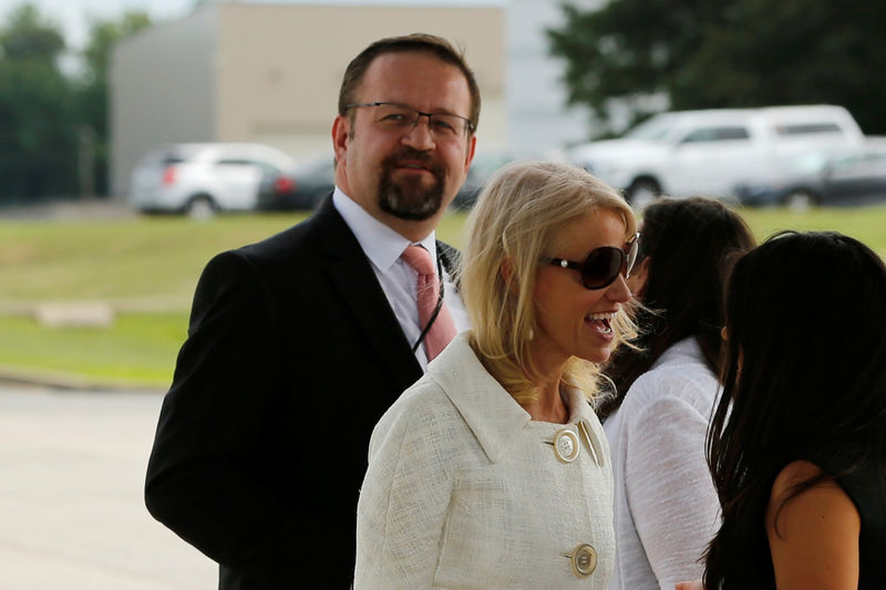 © Reuters. File Photo: Gorka waits for Trump to arrive to board Air Force One for travel to Ohio from Joint Base Andrews, Maryland