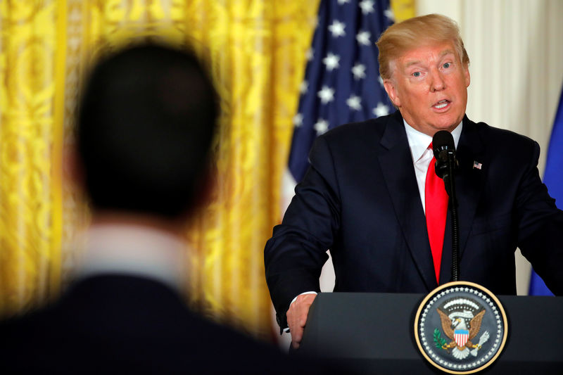 © Reuters. U.S. President Trump holds a joint news conference with Finland's President Niinisto at the White House in Washington