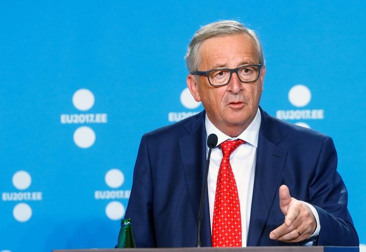 © Reuters. Presidente da Comissão Europeia, Jean-Claude Juncker, durante coletiva de imprensa em Tallinn, na Estônia
