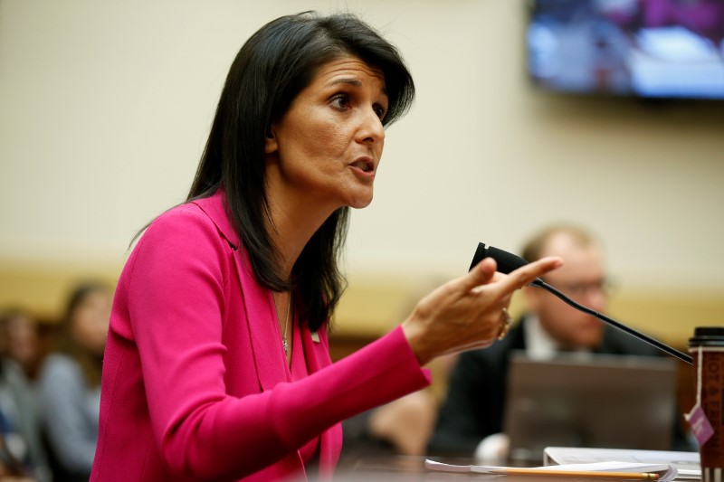 © Reuters. Embaixadora dos Estados Unidos na ONU, Nikki Haley, em Washington