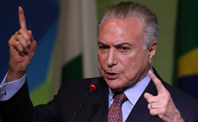 © Reuters. Presidente Michel Temer durante conferência em Brasília