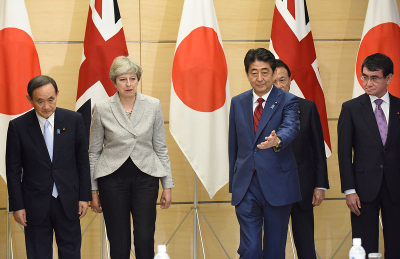 © Reuters. British Prime Minister Theresa May attends at Japan's National Security Council meeting in Tokyo