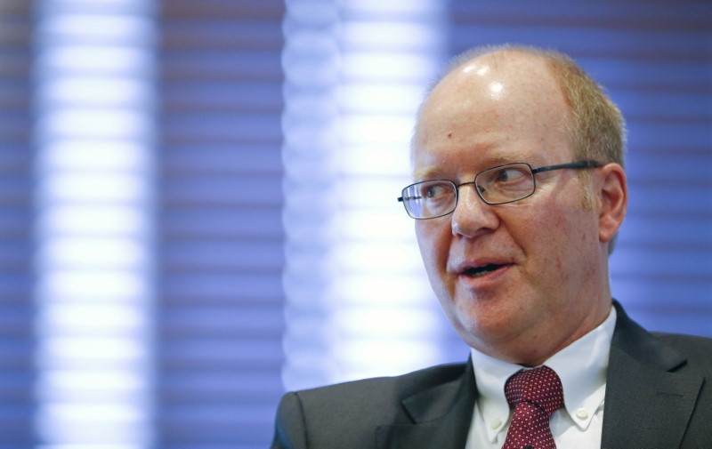 © Reuters. Fuhrmann, CEO of Germany's traditional steelmaker Salzgitter AG talks at a symposium of steelmakers in Duesseldorf