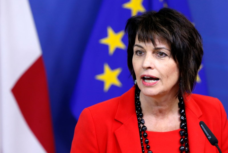 © Reuters. Presidente da Suíça, Doris Leuthard, durante coletiva de imprensa em Bruxelas, na Bélgica