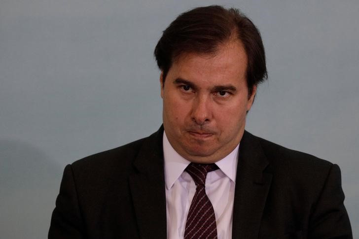 © Reuters. Presidente da Câmara dos Deputados, Rodrigo Maia, durante cerimônia no Palácio do Planalto em Brasília, Brasil