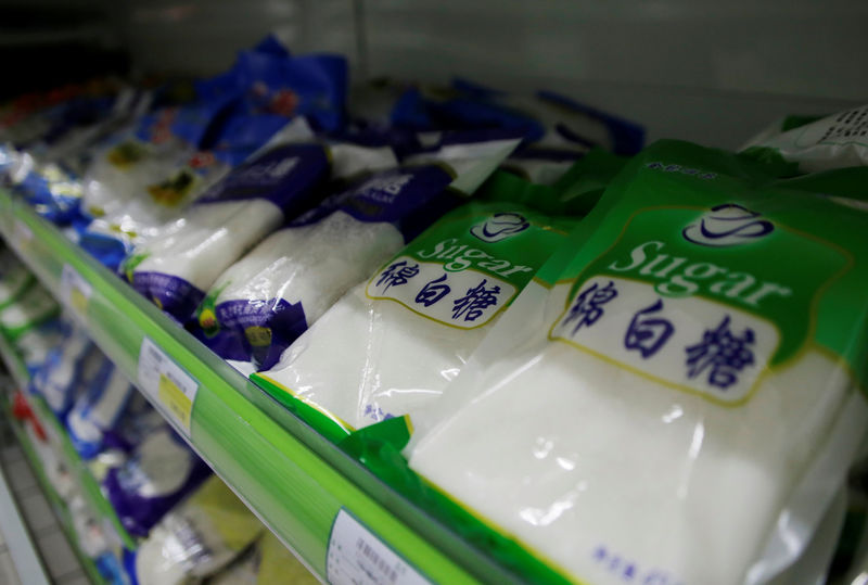 © Reuters. White sugar products are placed for sale at a supermarket in Beijing