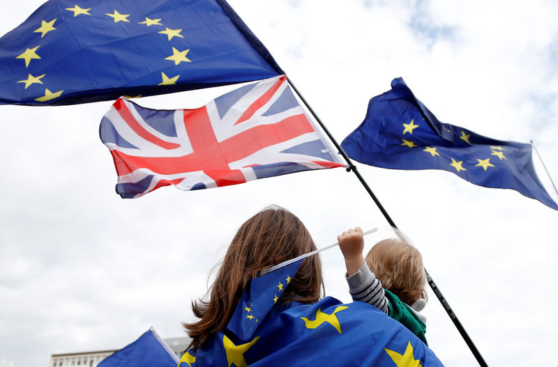 © Reuters. Campaigners for continued UK membership of the European Union gather near EU institutions in Brussels