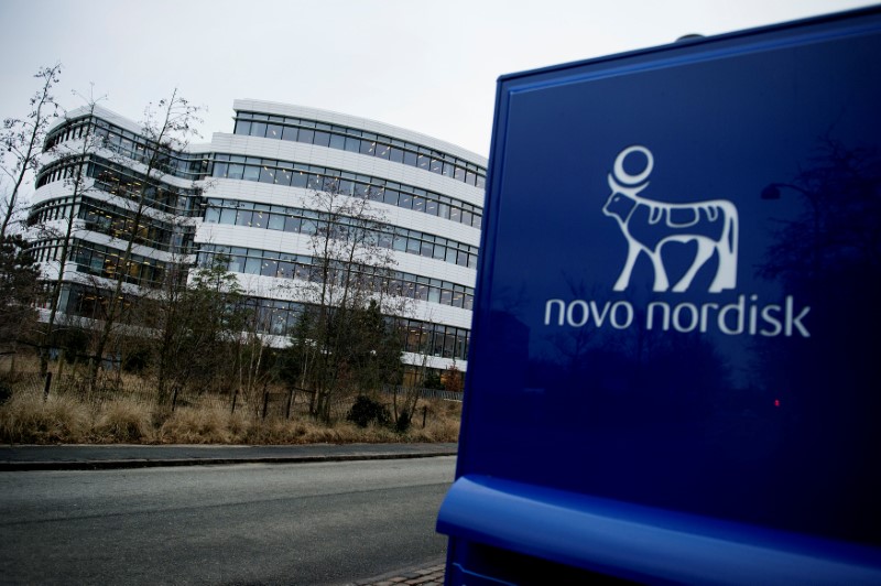 © Reuters. Novo Nordisk logo is seen in Bagsvaerd outside of Copenhagen