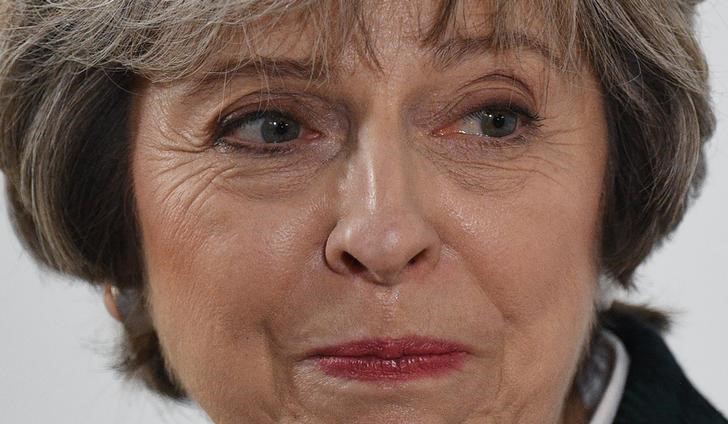 © Reuters. Britain's Prime Minister Theresa May delivers her keynote "Brexit speech" in Lancaster House in London