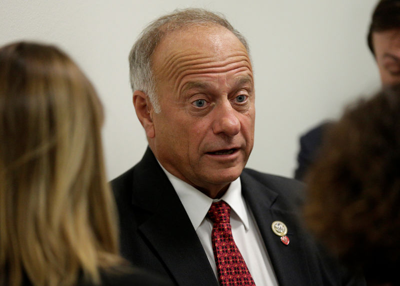 © Reuters. Rep. Steve King (R-IA) speaks to reporters about DACA and immigration legislation on Capitol Hill in Washington