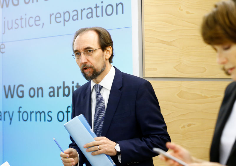 © Reuters. Zeid Ra'ad Al Hussein UN High Commissioner for Human Rights arrives at the 36th Session of the Human Rights Council in Geneva