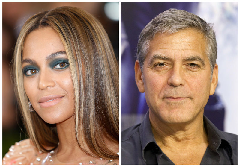 © Reuters. FILE PHOTOS: A combination photo shows singer, songwriter Beyonce in Manhattan and actor, producer Clooney in Toronto