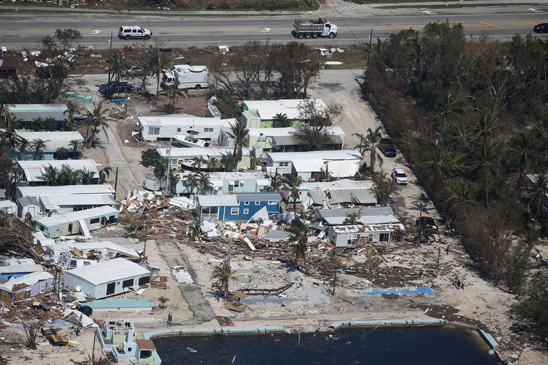 © Reuters. A destroyed trailer park is pictured in an aerial photo in the Keys in Marathon, Florida