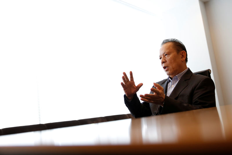 © Reuters. Universal Entertainment Corp's founder Kazuo Okada speaks during an interview with Reuters in Tokyo