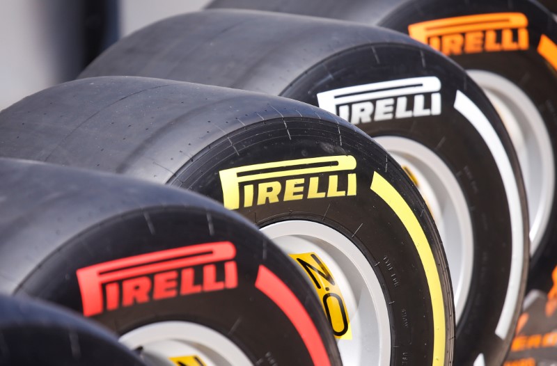 © Reuters. Pneumatici Pirelli al Gran Premio di Sochi di Formula Uno