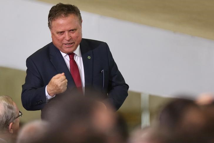 © Reuters. Ministro da Agricultura, Blairo Maggi, participa de cerimônia no Palácio do Planalto em Brasília, Brasil