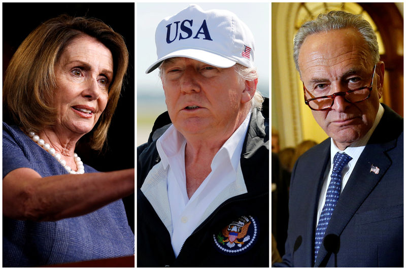 © Reuters. FILE PHOTO: A combination photo of House Minority Leader Nancy Pelosi President Donald Trump and Senate Minority Leader Chuck Schumer