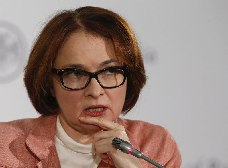 © Reuters. Russian central bank governor Nabiullina speaks during a news conference in Moscow