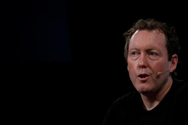 © Reuters. Mike Cagney, CEO, Chairman and co-founder of SoFi, speaks during the TechCrunch Disrupt event in New York
