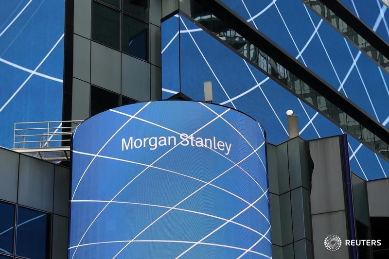© Reuters. FILE PHOTO: The corporate logo of financial firm Morgan Stanley is pictured on the company's world headquarters in New York