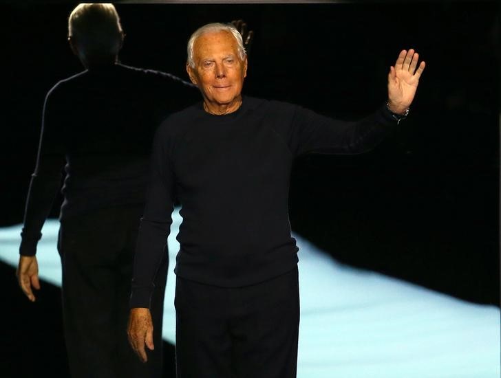 © Reuters. Estilista italiano Giorgio Armani na Fashion Week de Milão