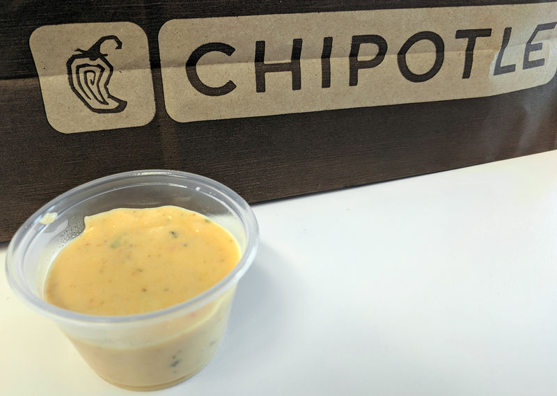 © Reuters. Chipotle Mexican Grill's new "queso" cheese topping pictured in San Francisco