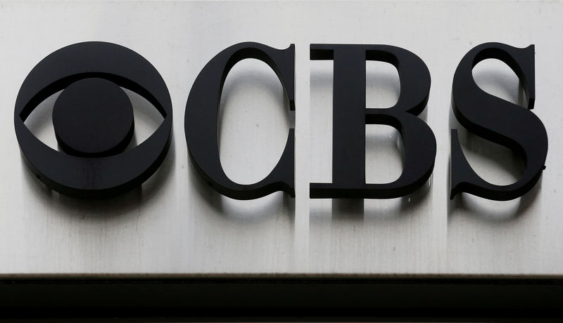 © Reuters. FILE PHOTO - The CBS "eye" and logo are seen outside the CBS Broadcast Center on West 57th St. in Manhattan, New York