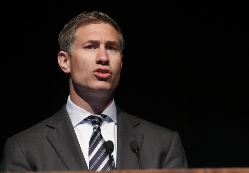 © Reuters. Stemerman, founder of Conatus Capital Management, speaks at the Sohn Investment Conference in New York