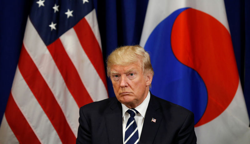 © Reuters. Presidente dos Estados Unidos, Donald Trump, durante reunião com presidente da Coreia do Sul em Nova York