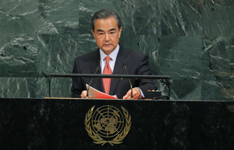 © Reuters. Chanceler chinês Wang Yi faz discurso na ONU