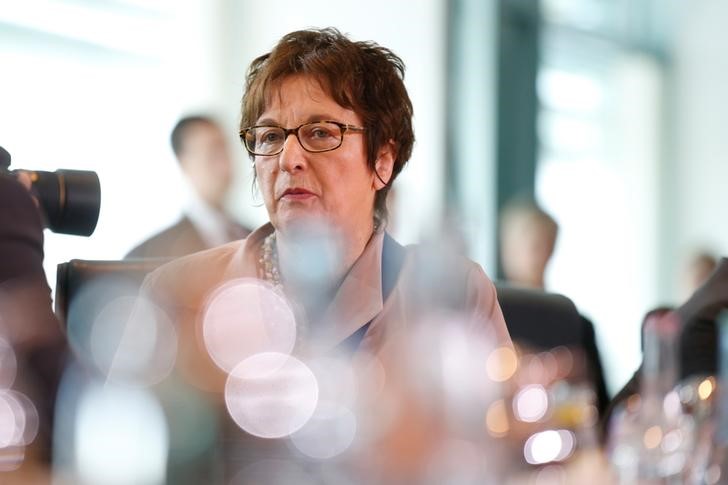 © Reuters. Economy Minister Brigitte Zypries attends the weekly cabinet meeting at the Chancellery in Berlin