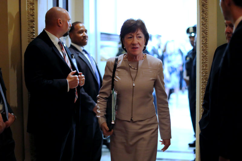 © Reuters. U.S. Senator Collins departs after the weekly Republican caucus policy luncheon at the U.S. Capitol in Washington