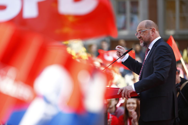 © Reuters. Líder do Partido Social-Democrata da Alemanha (SPD), Martin Schulz, durante evento de campanha em Aachen, na Alemanha