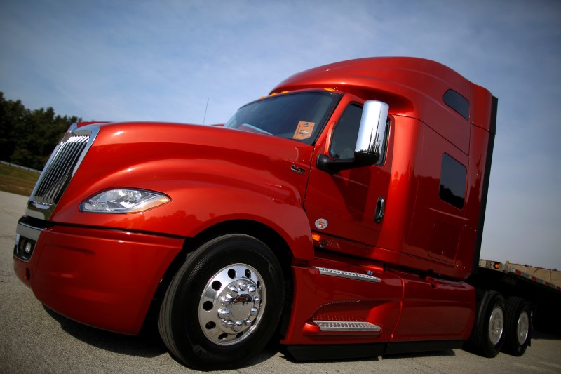 © Reuters. A Navistar LT Series truck is photographed at the Navistar Proving Grounds in New Carlisle