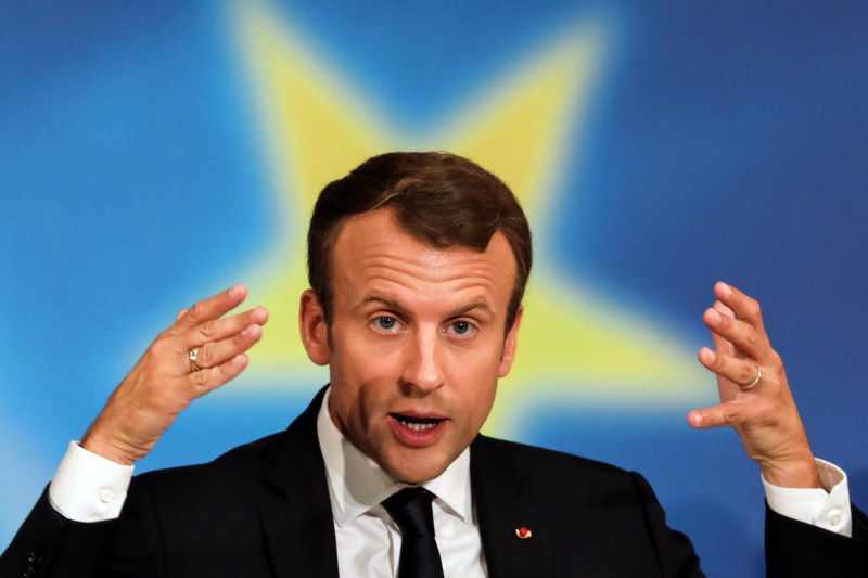 © Reuters. French President Emmanuel Macron delivers a speech to set out plans for reforming the European Union at the Sorbonne in Paris