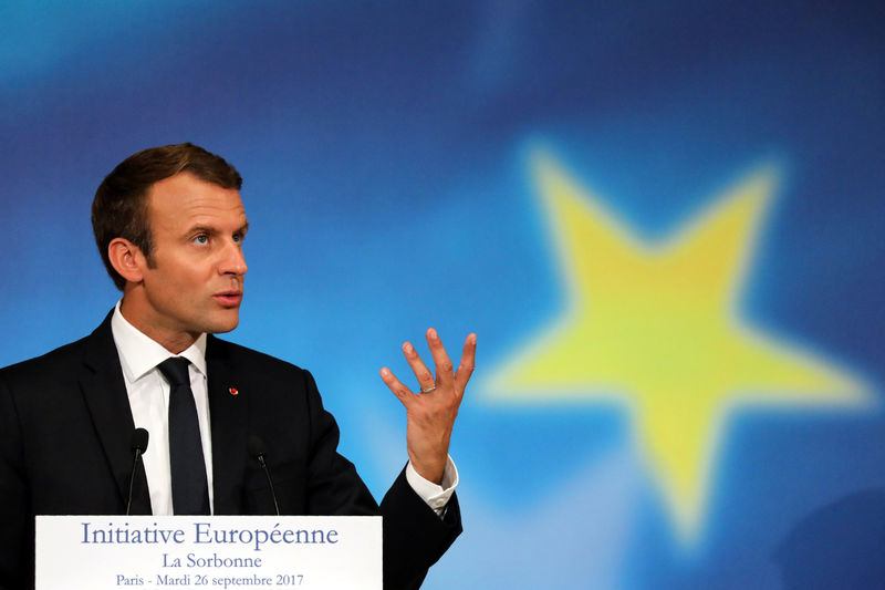 © Reuters. French President Emmanuel Macron delivers a speech to set out plans for reforming the European Union at the Sorbonne in Paris